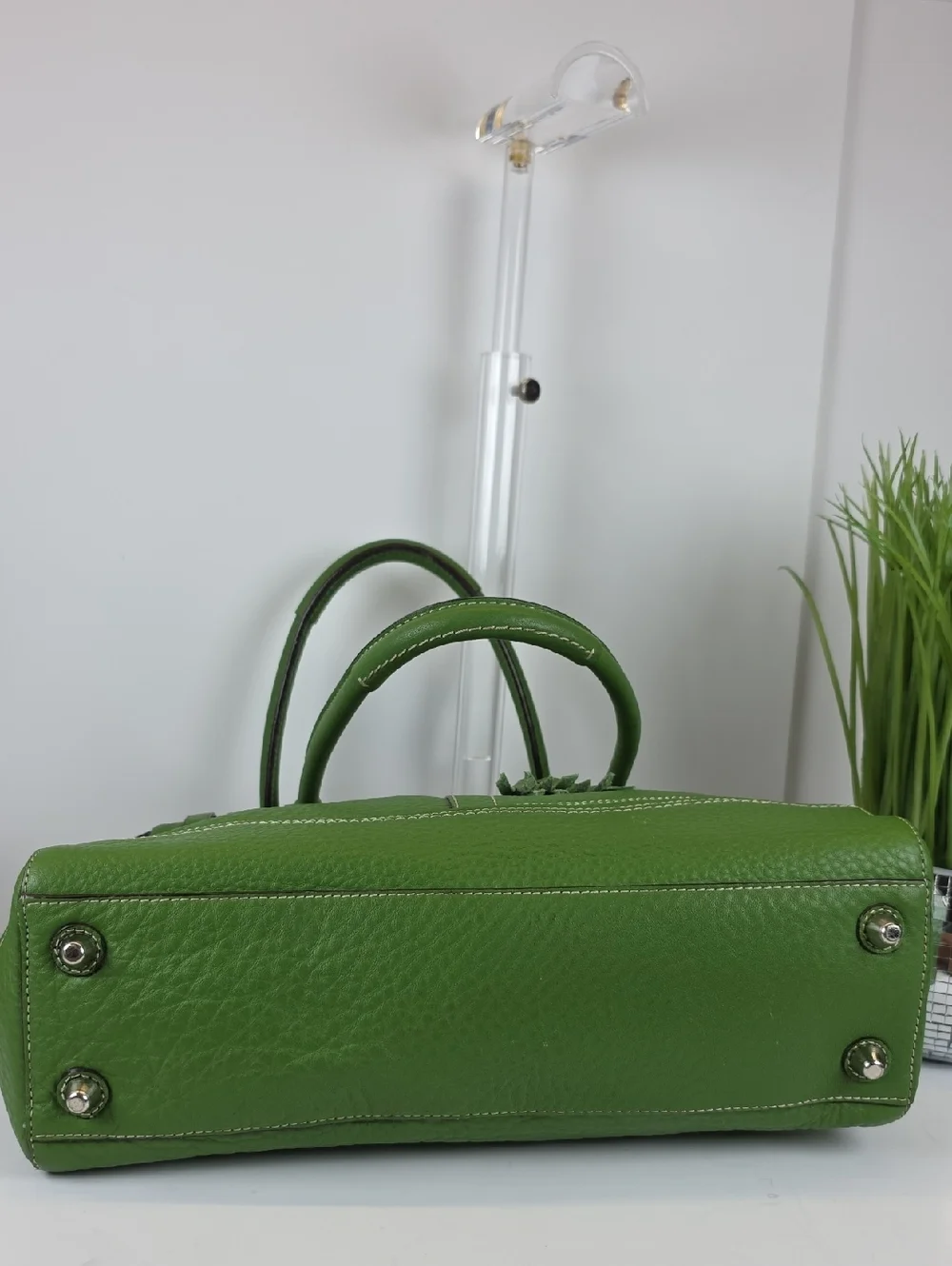 Coach Hampton Green Pebbled Leather Tote Shoulder Satchel Bag